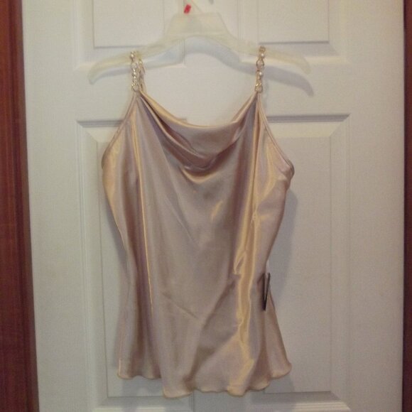 NWT Express Champagne Satin Cami with Pearl and Gold straps - Picture 1 of 4